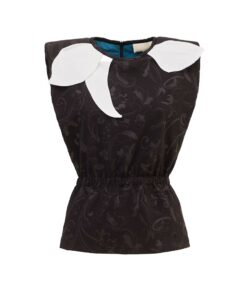 Jacquard Black Sleeveless Blouse SA2