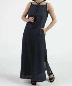 Black Linen Cami Dress SA27